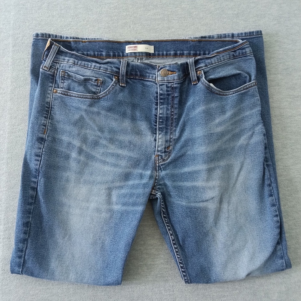 Signature by Levi Strauss & Co Mens Slim Jeans 38x32 Medium Wash Blue Stretch